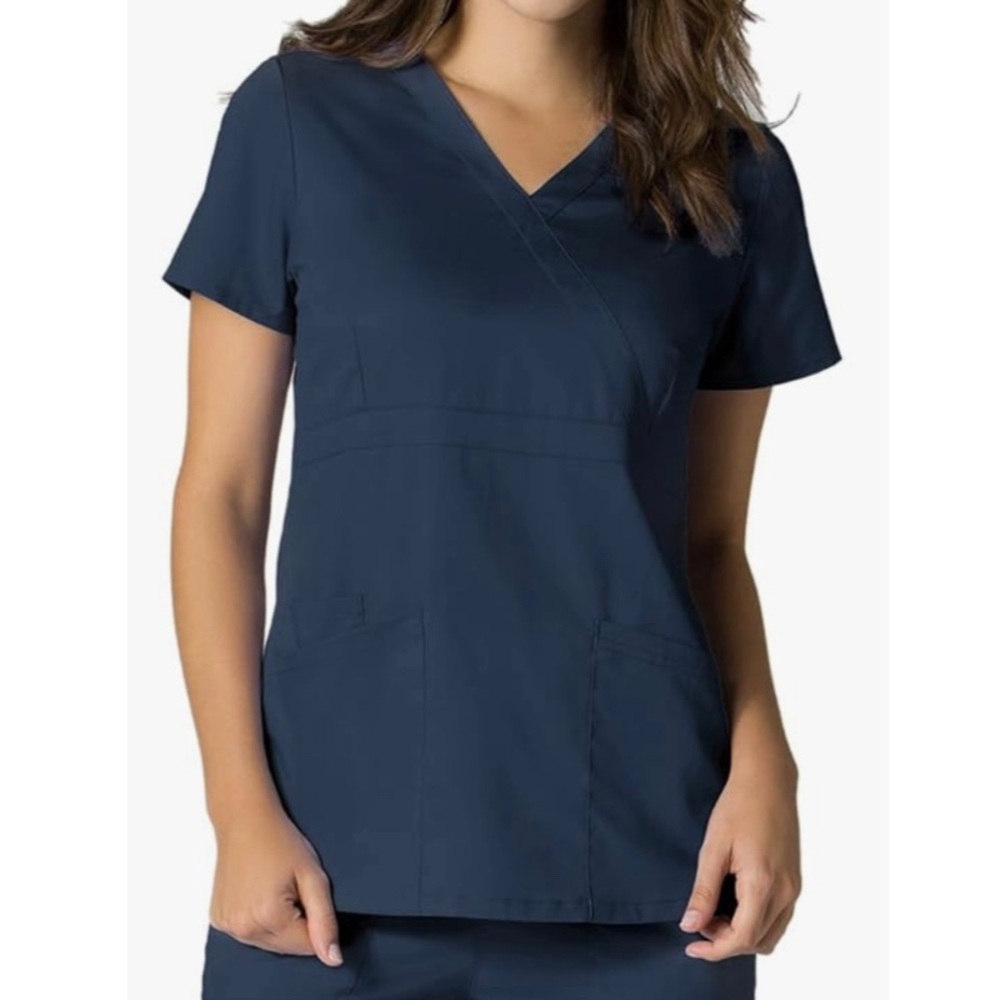 Eon by Maevn Short Sleeve Mock Wrap Scrub Top